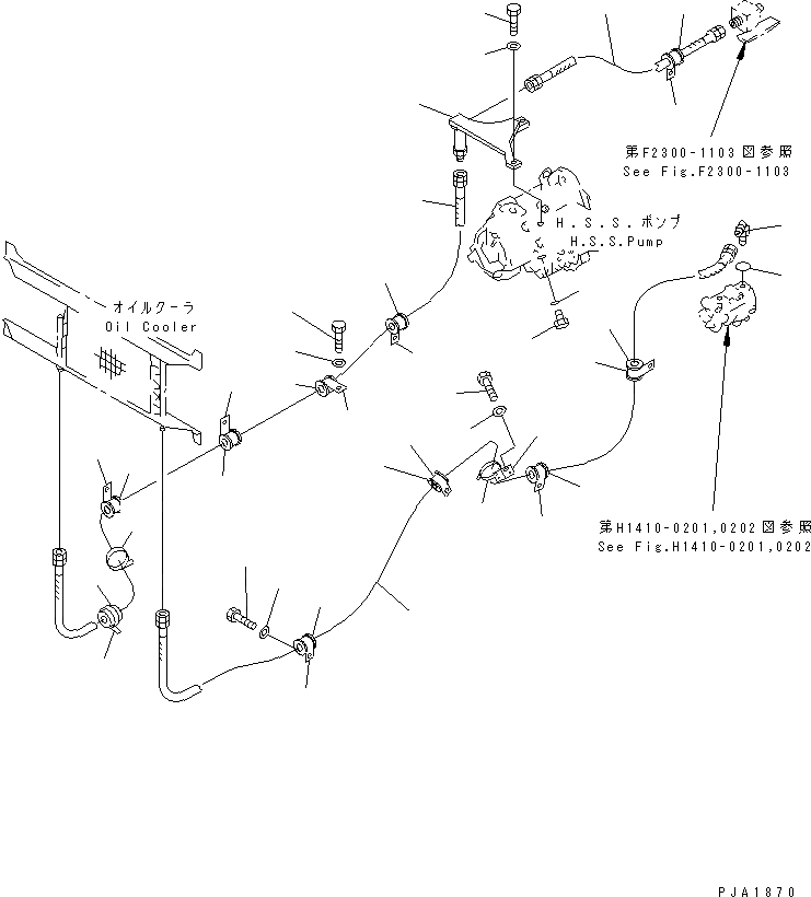 Схема запчастей Komatsu D65PX-12 - ГИДР. НАСОС. ЛИНИЯ (МАСЛООХЛАДИТЕЛЬ) ГИДРАВЛИКА