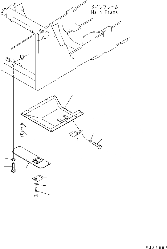 Схема запчастей Komatsu D65PX-12 - НИЖН. ЗАЩИТА ЧАСТИ КОРПУСА