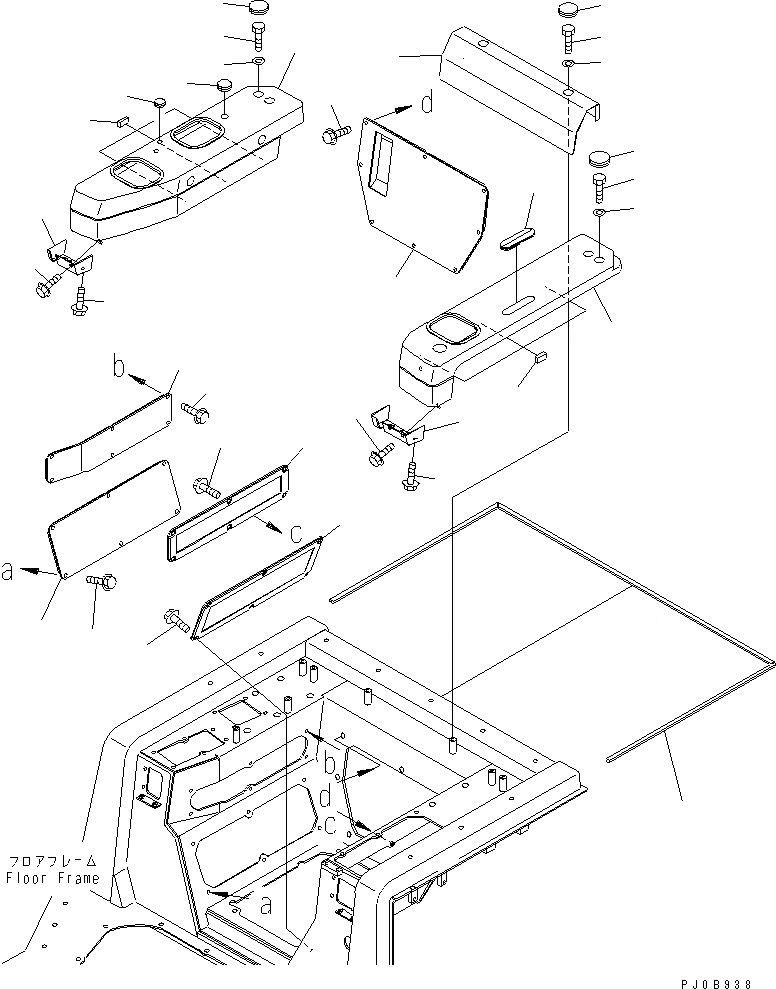 Схема запчастей Komatsu D65PX-12 - ПОДЛОКОТНИК КРЫШКА(НИЖН.) (БЕЗ КАБИНЫ) (РЫХЛИТЕЛЬ) (СЕВ. АМЕРИКА СПЕЦ-Я.)(№-) КАБИНА ОПЕРАТОРА И СИСТЕМА УПРАВЛЕНИЯ