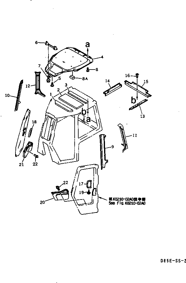 Схема запчастей Komatsu D65PX-12-E - КАБИНА (ОБЛИЦОВКА ПОТОЛКА)(№88-) КАБИНА ОПЕРАТОРА И СИСТЕМА УПРАВЛЕНИЯ