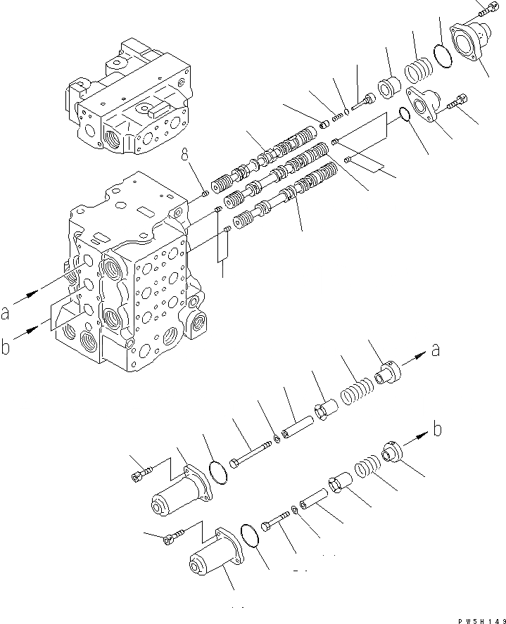 Схема запчастей Komatsu D65PX-12-E - УПРАВЛЯЮЩ. КЛАПАН (4-Х СЕКЦИОНН.) (/7) (ДЛЯ FРУКОЯТЬ)(№88-) ОСНОВН. КОМПОНЕНТЫ И РЕМКОМПЛЕКТЫ