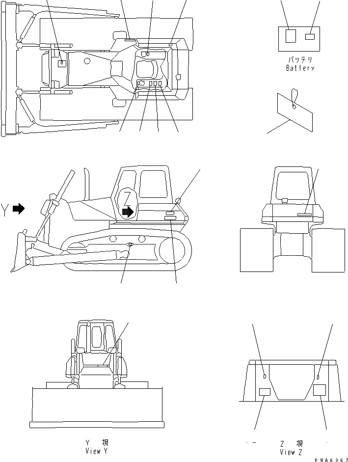 Схема запчастей Komatsu D65PX-12U - МАРКИРОВКА (АНГЛ.) (СЕВ. АМЕРИКА) (EXCEPT U.S.A.)(DPX)(№88-77) МАРКИРОВКА