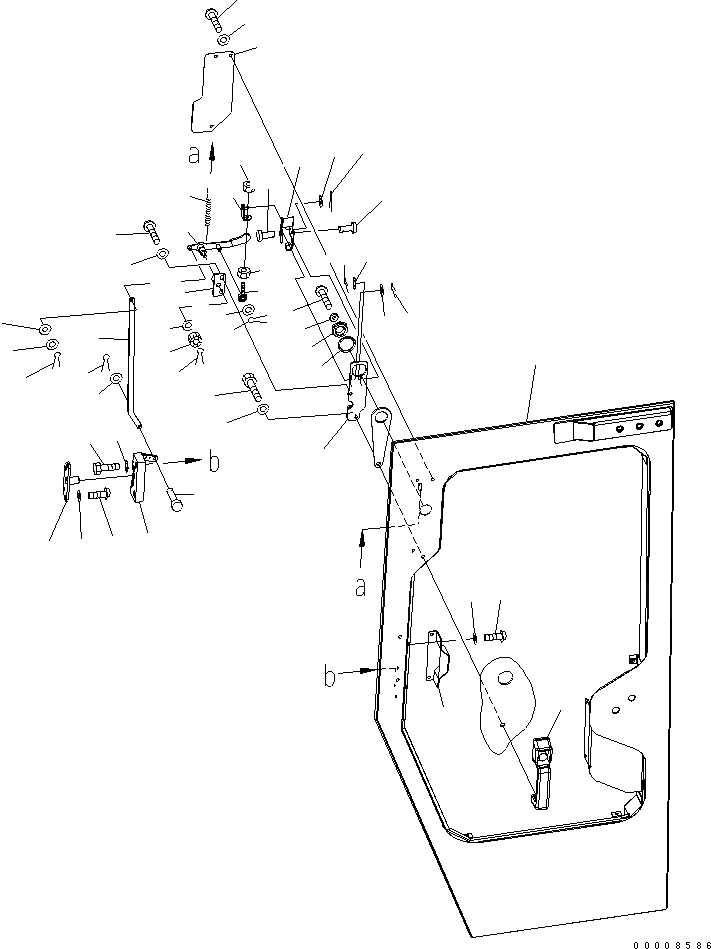 Схема запчастей Komatsu D65PX-15 - КАБИНА (ДВЕРЬ И ЗАМОК ДВЕРИ) КАБИНА ОПЕРАТОРА И СИСТЕМА УПРАВЛЕНИЯ