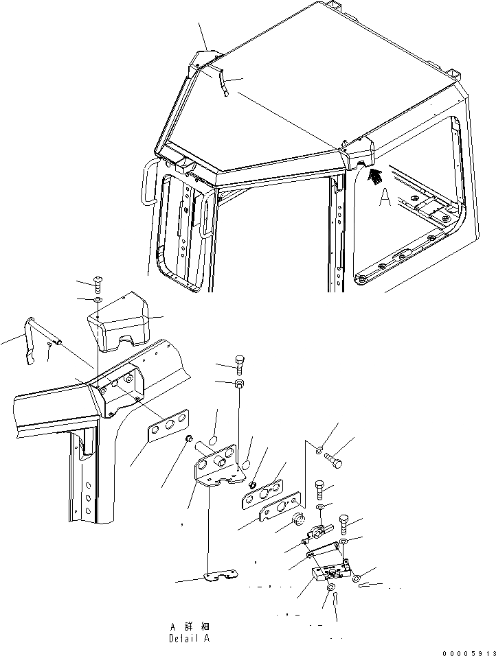 Схема запчастей Komatsu D65PX-15 - КАБИНА (ДВЕРЬ ФИКСАТОР ОТКРЫТИЯ LATCH) КАБИНА ОПЕРАТОРА И СИСТЕМА УПРАВЛЕНИЯ