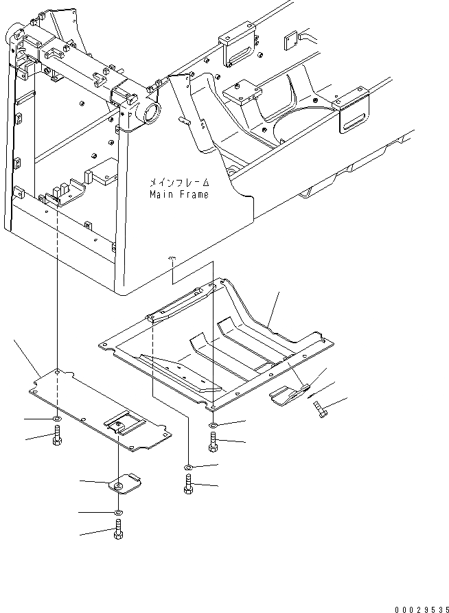 Схема запчастей Komatsu D65PX-15 - НИЖН. ЗАЩИТА (HINGE ТИП) ЧАСТИ КОРПУСА