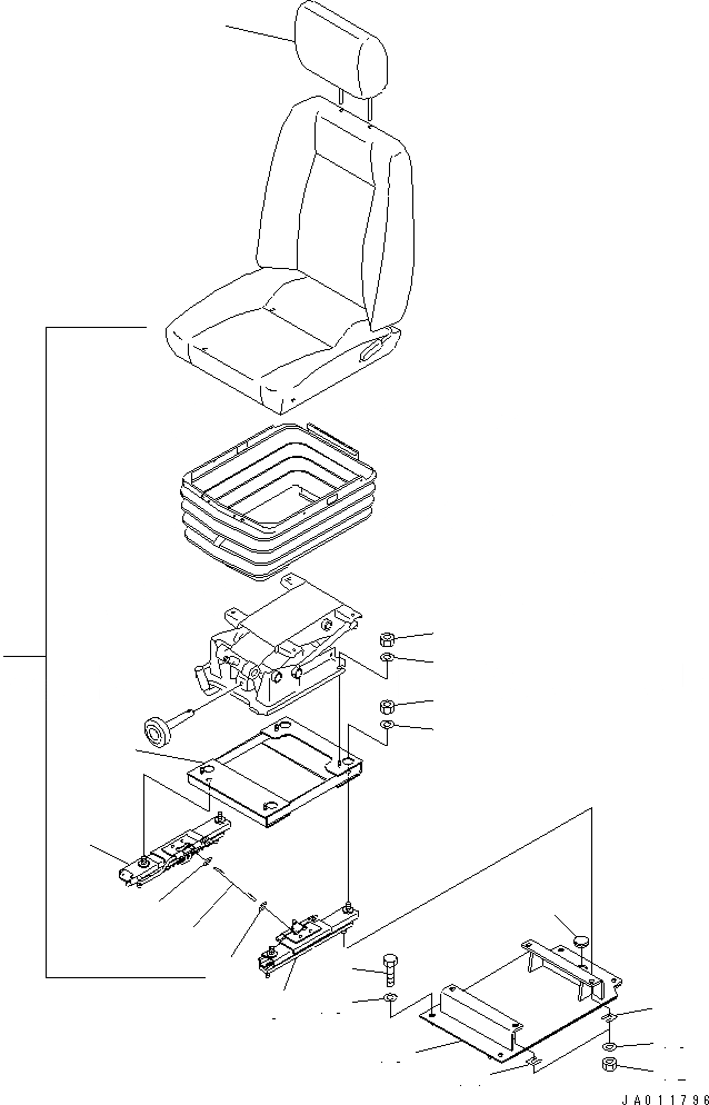 Схема запчастей Komatsu D65PX-15E0 - СИДЕНЬЕ ОПЕРАТОРА (ТКАНЕВОЕ СИДЕНЬЕ) ((ВЫС. BACK) (C ПОДГОЛОВНИКОМ) КАБИНА ОПЕРАТОРА И СИСТЕМА УПРАВЛЕНИЯ