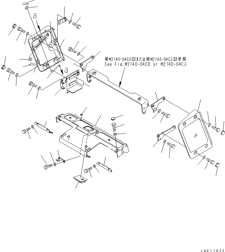 Схема запчастей Komatsu D65PX-15E0 - ФРОНТАЛЬНАЯ ЗАЩИТА (РАДИАТОР COVER) ЧАСТИ КОРПУСА