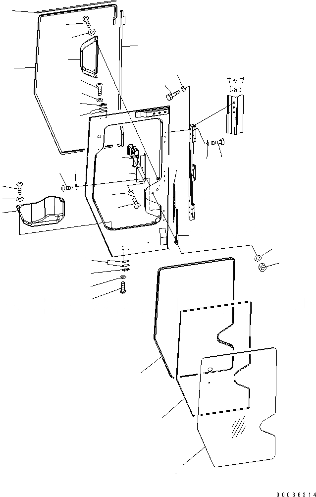 Схема запчастей Komatsu D65WX-15 - КАБИНА (ДВЕРЬ) (ДЕМПФЕР¤ ОКНА¤ ДВОРНИКИ) (ЛЕВ.) КАБИНА ОПЕРАТОРА И СИСТЕМА УПРАВЛЕНИЯ