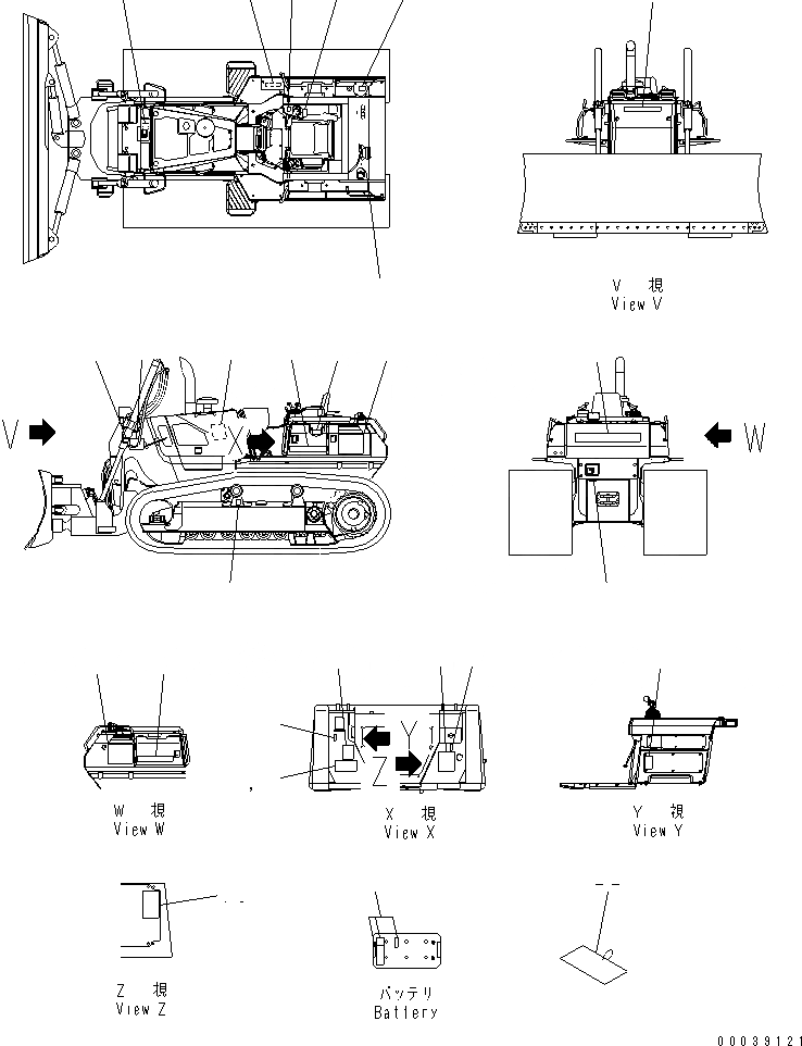 Схема запчастей Komatsu D65WX-15 - МАРКИРОВКА (АНГЛ.) (ДЛЯ США) (ДЛЯ WAY PAT DOZER) МАРКИРОВКА