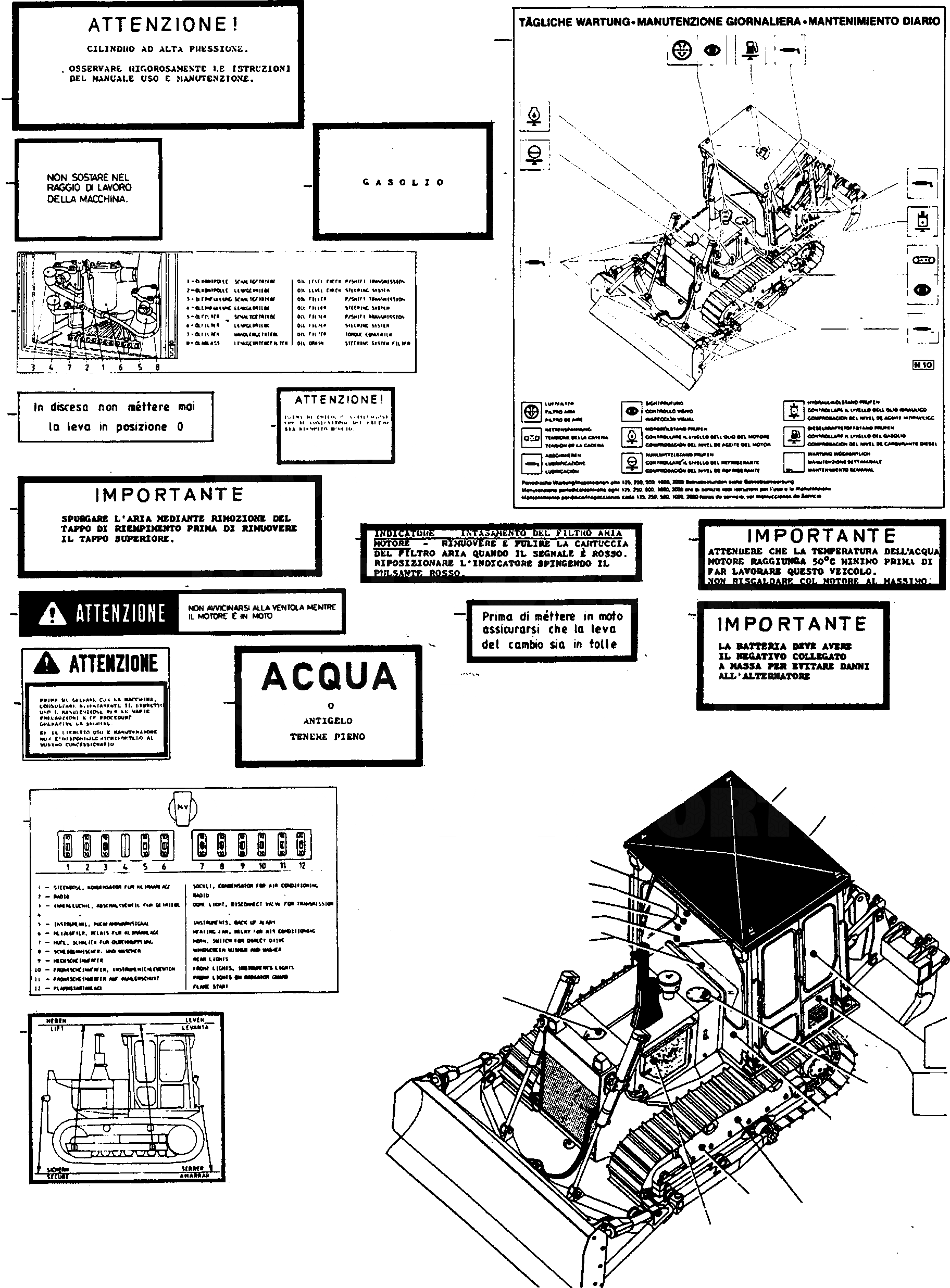 Схема запчастей Komatsu D670E - ТАБЛИЧКИS, ИТАЛИЯ ШАССИ И SUPERSTRUCTURE