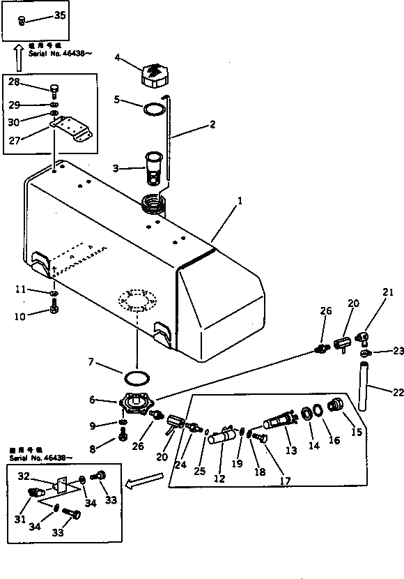 Схема запчастей Komatsu D70-LE - ТОПЛИВН. БАК. (ДЛЯ MALAYSIA) КОМПОНЕНТЫ ДВИГАТЕЛЯ И ЭЛЕКТРИКА