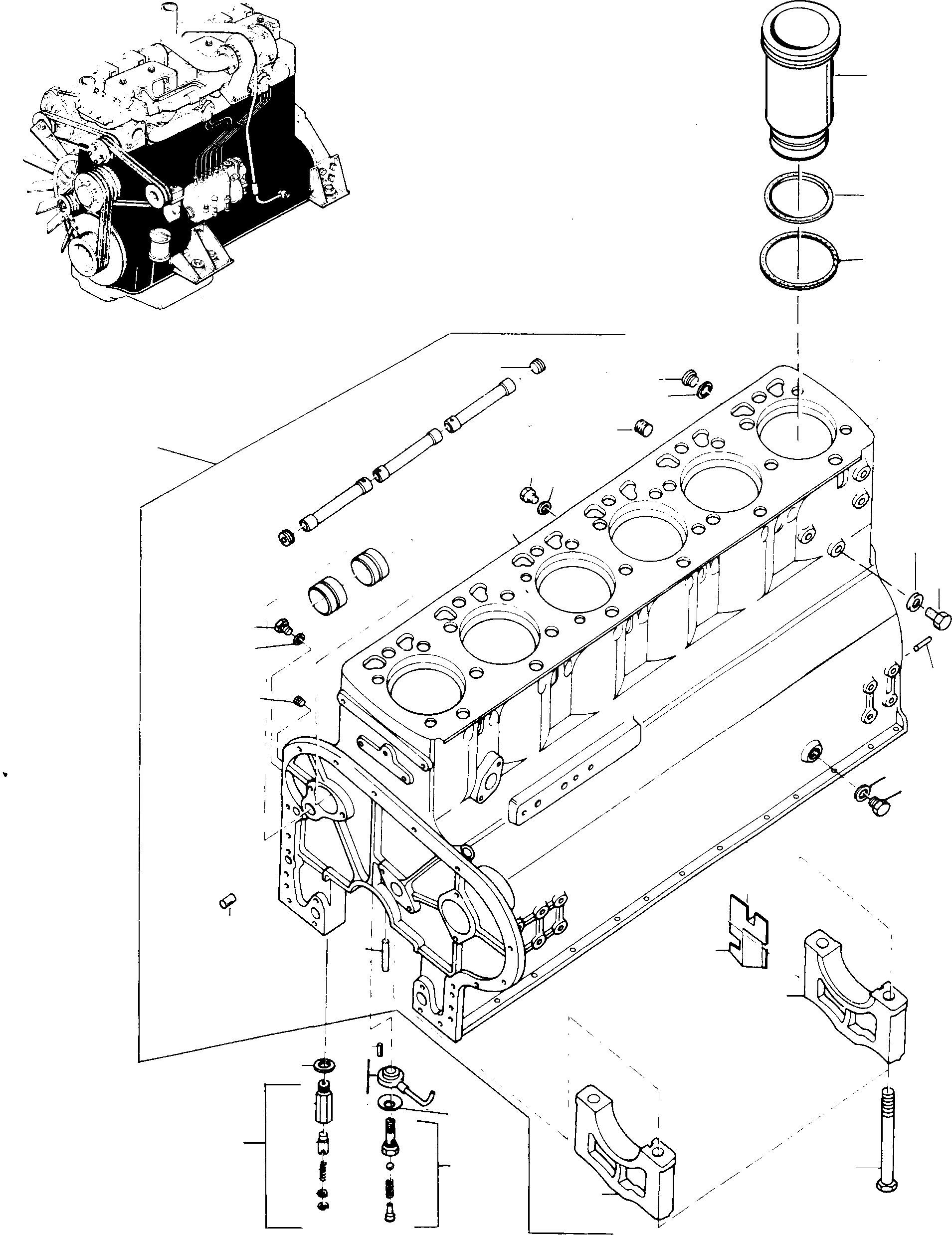 Схема запчастей Komatsu D700D Super - БЛОК ЦИЛИНДРОВ И ATTACHING ЧАСТИ ДВИГАТЕЛЬ, АКСЕССУАРЫ И ЭЛЕКТРИЧ. СИСТЕМА