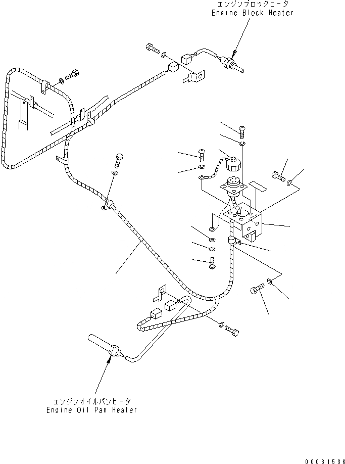 Схема запчастей Komatsu D85A-21B - ЭЛЕКТРИЧ. ДВИГАТЕЛЬ ОБОГРЕВАТЕЛЬ.(№78-) ЧАСТИ КОРПУСА