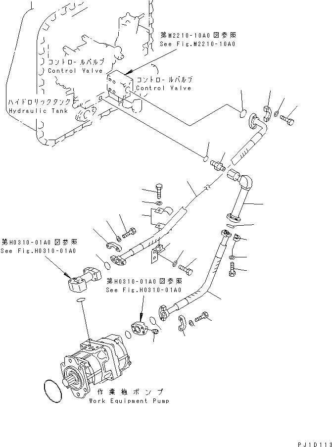 Схема запчастей Komatsu D85A-21B - ГИДРОЛИНИЯ (ИЗ БАКА В НАСОС) (С РЫХЛИТЕЛЕМ) ЧАСТИ КОРПУСА