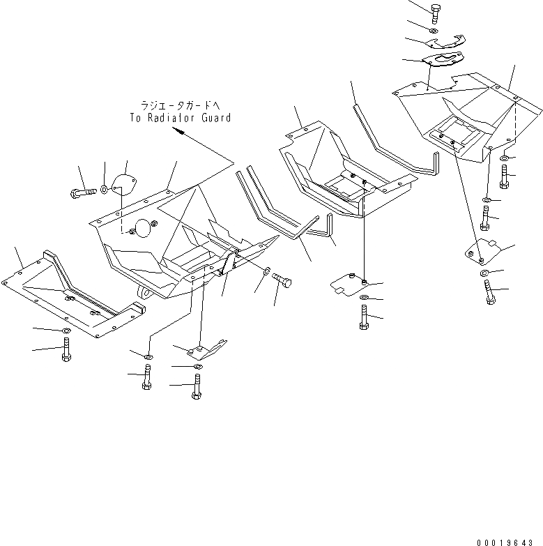 Схема запчастей Komatsu D85A-21B - НИЖН. ЗАЩИТА (С HINGE) (TОБОД КОЛЕСАMING ДЛЯ KOREA)(№78-) ЧАСТИ КОРПУСА