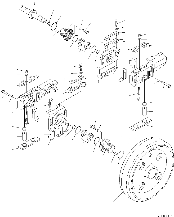 Схема запчастей Komatsu D85A-21-E - ПЕРЕДН. ЛЕНИВЕЦ ГУСЕНИЦЫ