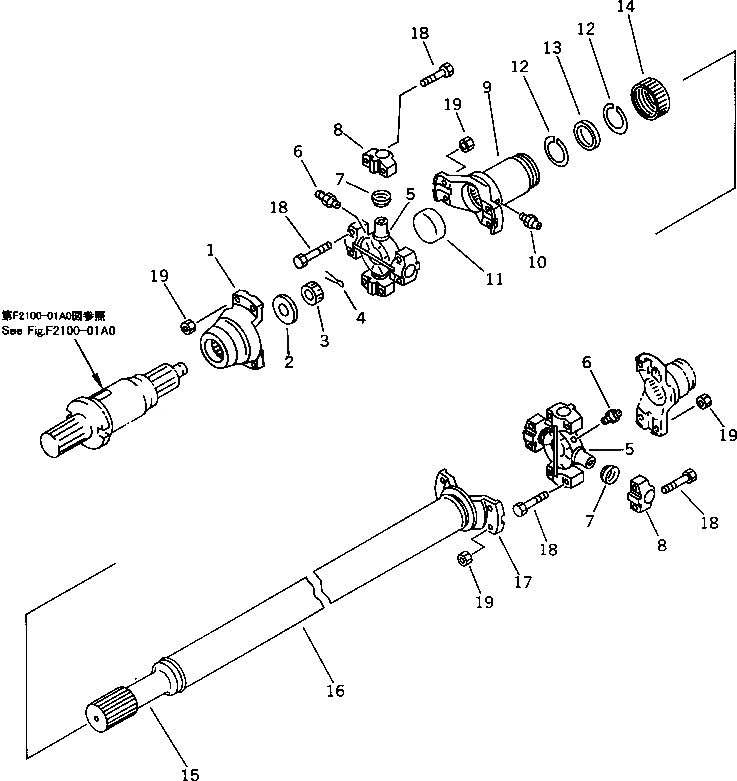 Схема запчастей Komatsu D85A-21-E - МЕХ-М ОТБОРА МОЩНОСТИ ВАЛ (ДЛЯ ЗАДН. P.C.U.) РАБОЧЕЕ ОБОРУДОВАНИЕ