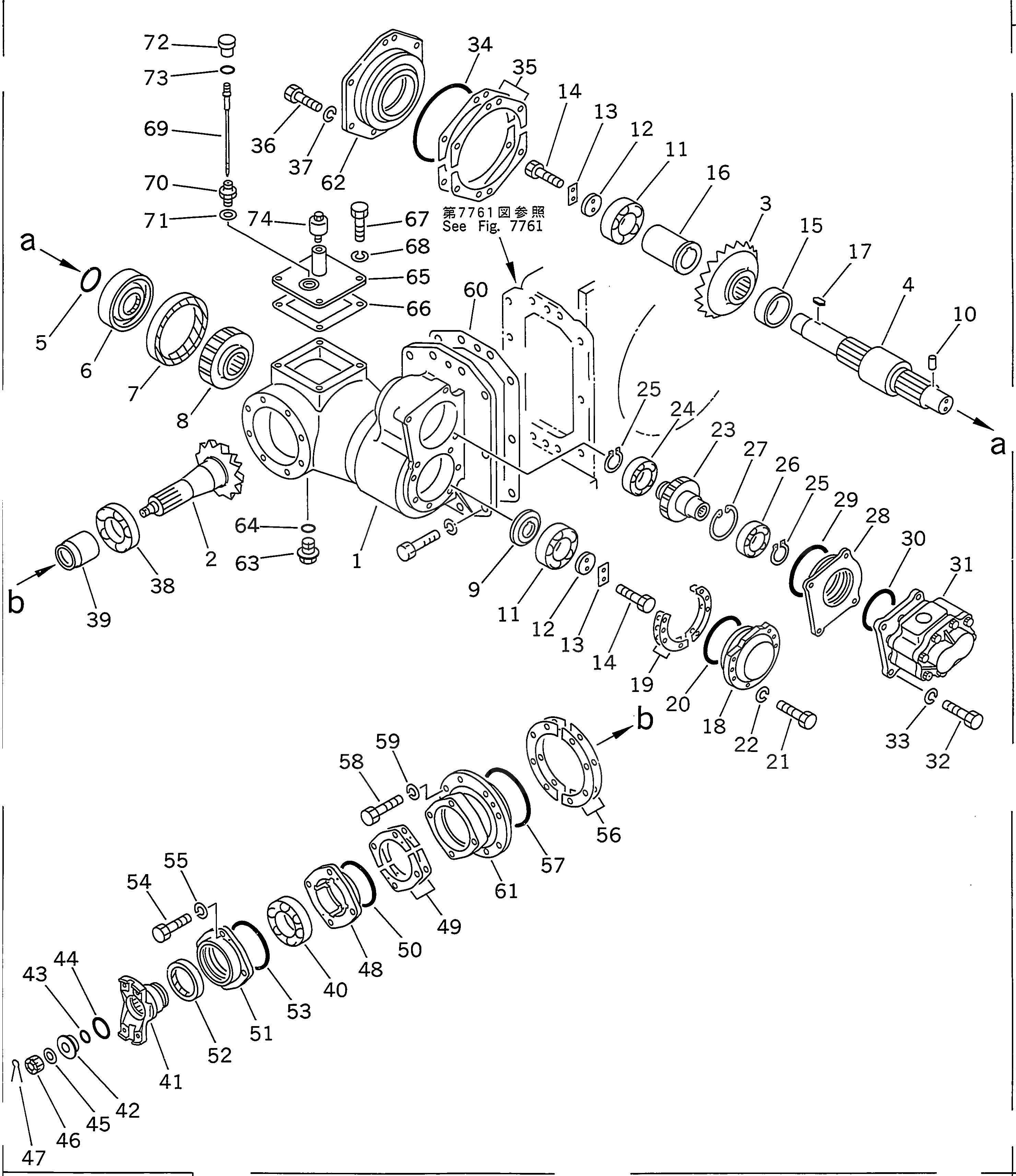 Схема запчастей Komatsu D85A-21-E - ВХОДН. ВАЛ И ГИДР. НАСОС. (ДЛЯ ЗАДН. P.C.U.) РАБОЧЕЕ ОБОРУДОВАНИЕ