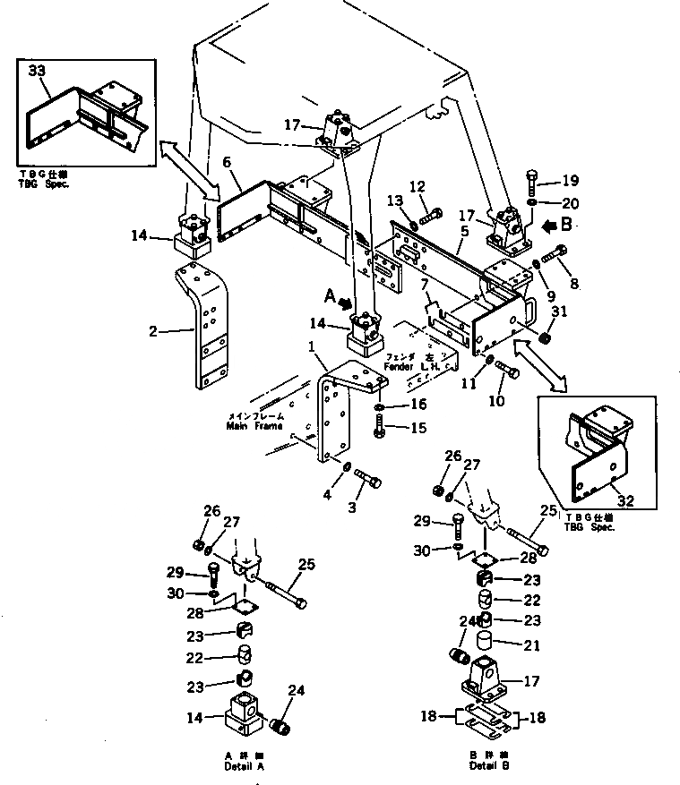 Схема запчастей Komatsu D85A-21 - ROLL OVER ЗАЩИТАIVE STRUCTURE КОРПУС(№-7) ЧАСТИ КОРПУСА