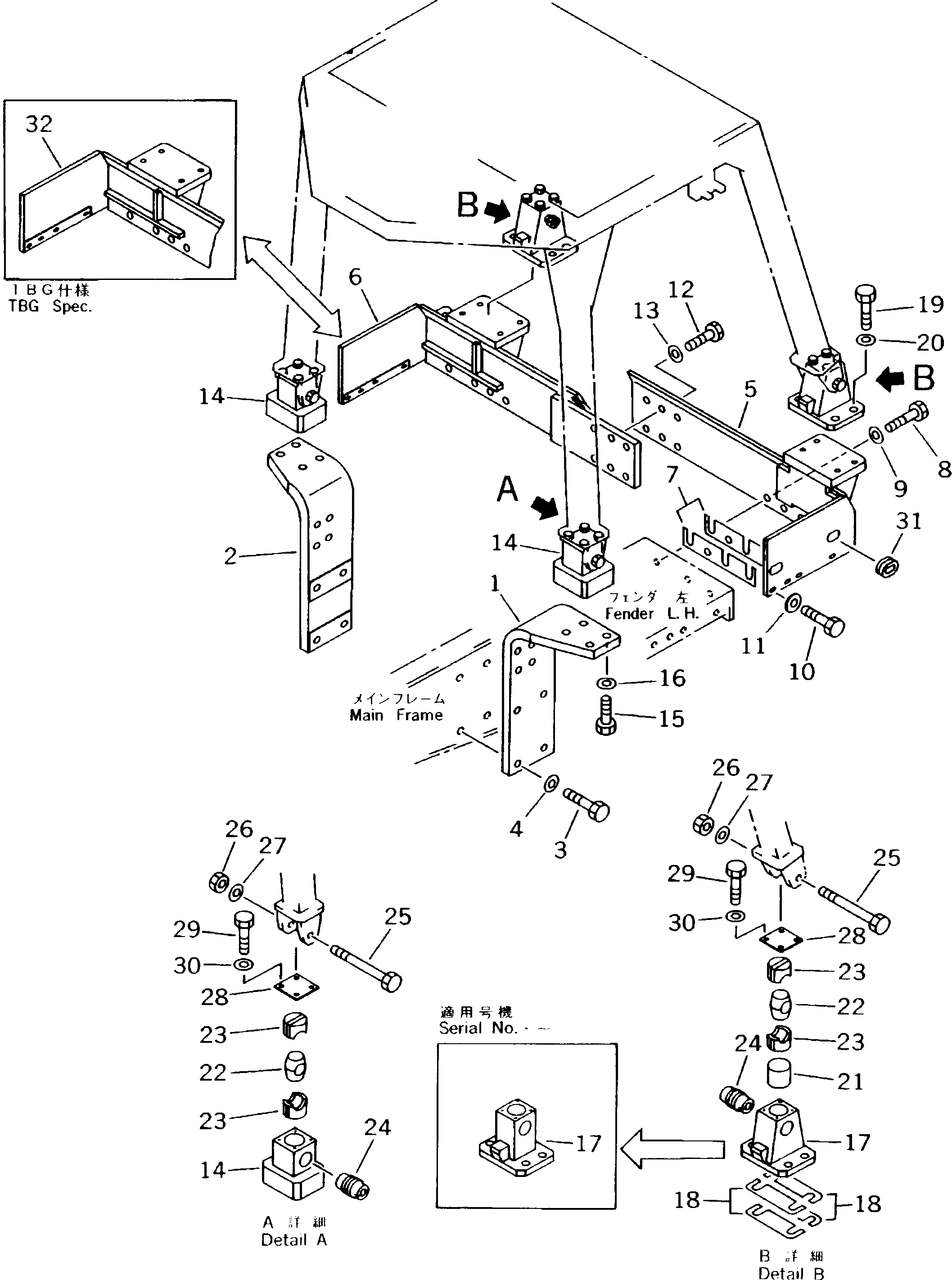 Схема запчастей Komatsu D85A-21 - ROLL OVER ЗАЩИТАIVE STRUCTURE КОРПУС(№77-) ЧАСТИ КОРПУСА