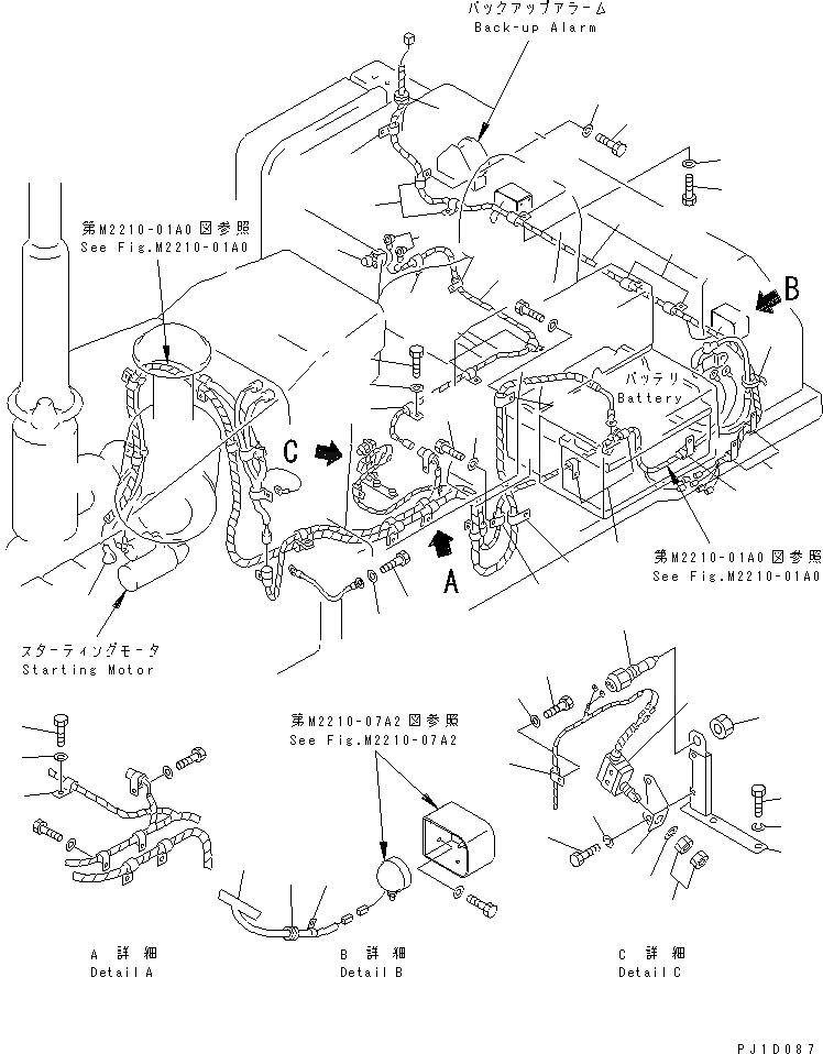 Схема запчастей Komatsu D85A-21B-ER - ЗАДН. КАБЕЛЬ (TОБОД КОЛЕСАMING) ЭЛЕКТРИКА