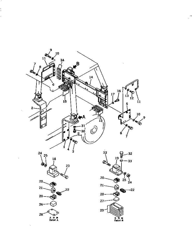 Схема запчастей Komatsu D85A-21B-ER - ROLL OVER ЗАЩИТАIVE STRUCTURE КОРПУС ЧАСТИ КОРПУСА