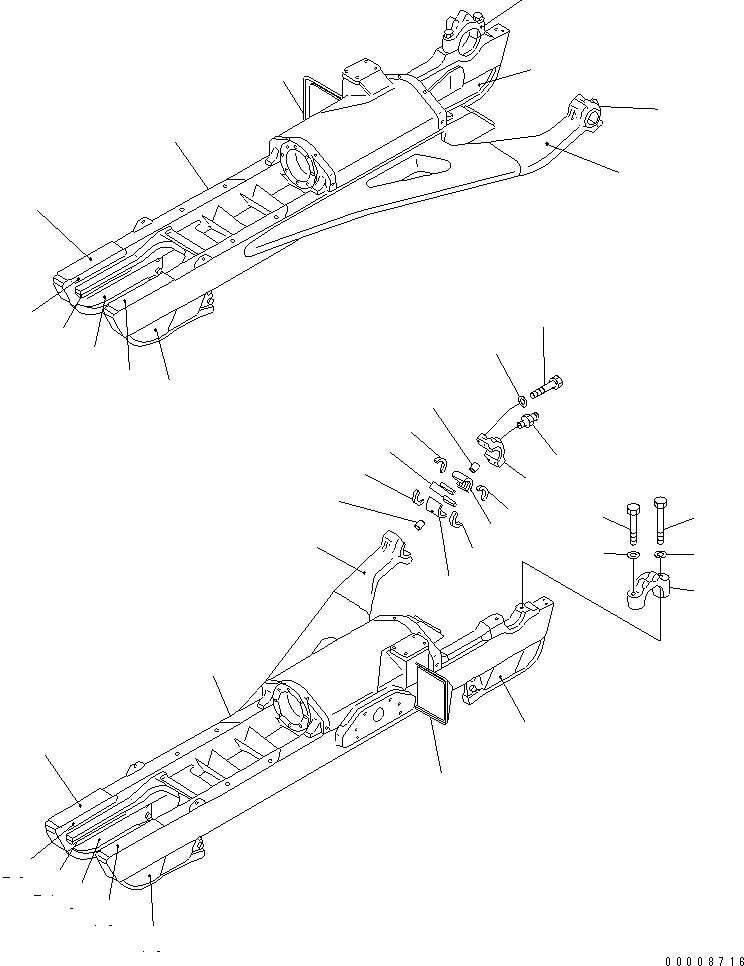 Схема запчастей Komatsu D85A-21B-ER - ГУСЕНИЧНАЯ РАМА (TОБОД КОЛЕСАMING) ГУСЕНИЦЫ