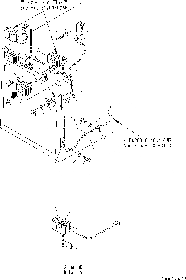 Схема запчастей Komatsu D85A-21 - ОТСЕК ДВИГАТЕЛЯ КАБЕЛЬ (ПЕРЕДН.) (TОБОД КОЛЕСАMING ДЛЯ CHINA)(№77-) ЧАСТИ КОРПУСА