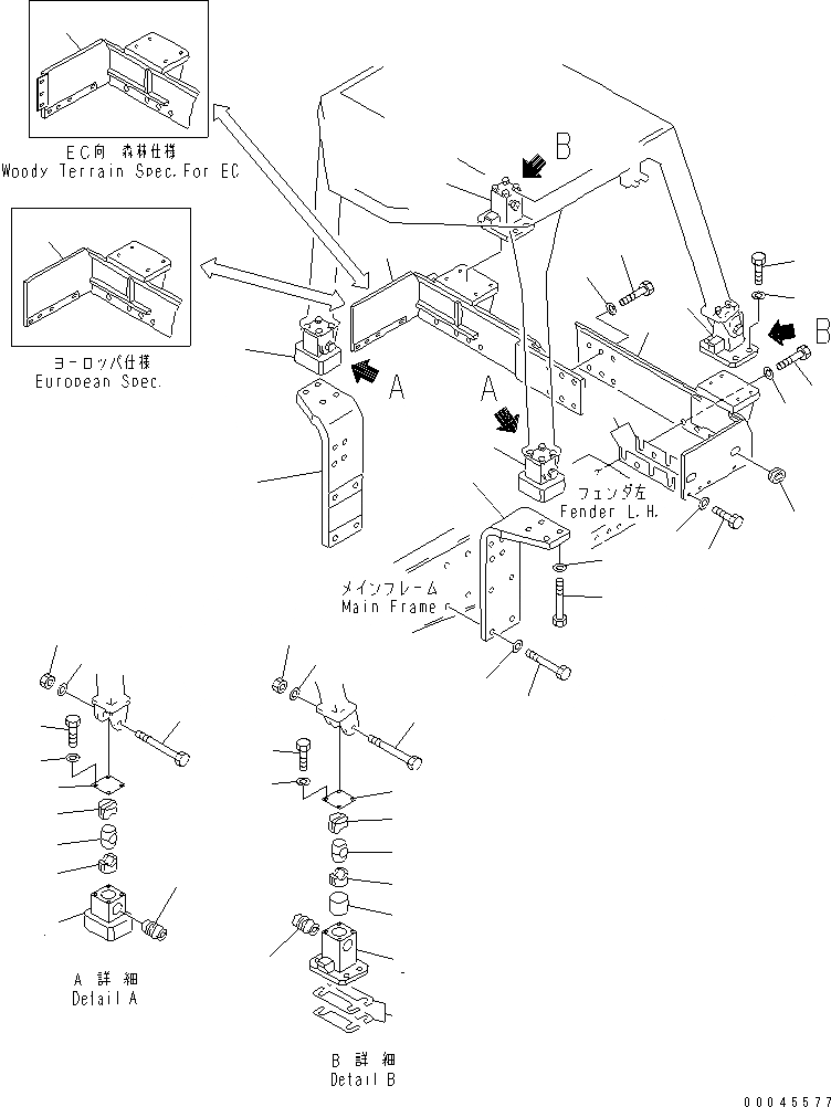 Схема запчастей Komatsu D85A-21 - ROLL OVER ЗАЩИТАIVE STRUCTURE КОРПУС(№78-) ЧАСТИ КОРПУСА