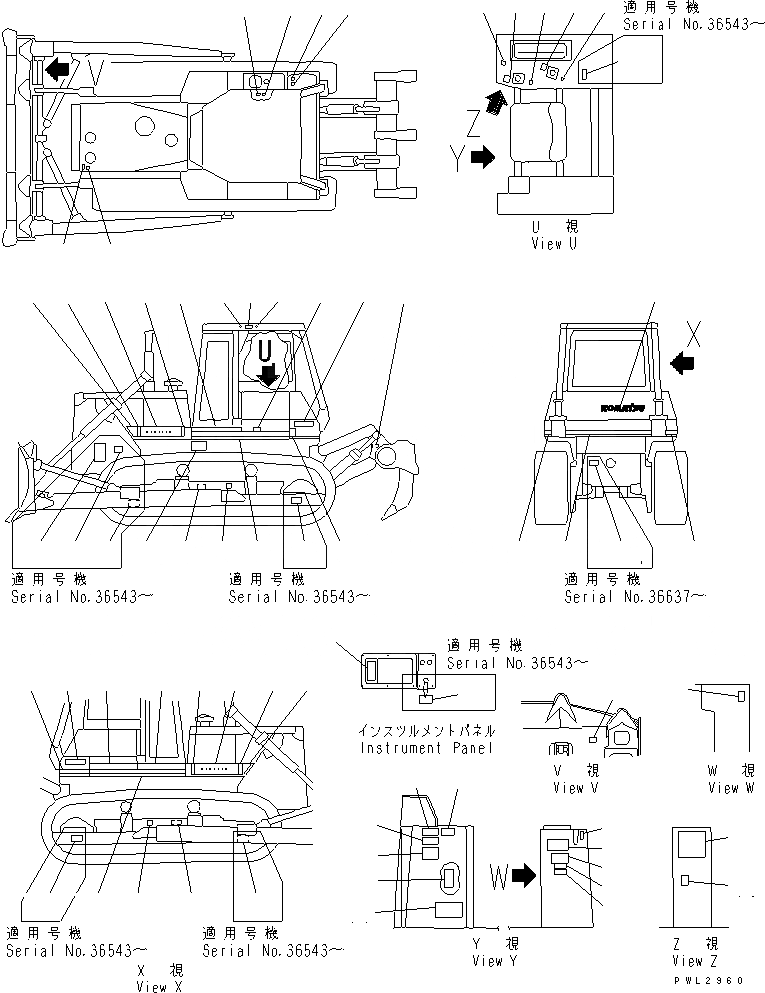 Схема запчастей Komatsu D85A-21 - МАРКИРОВКА (АНГЛ.) (ДЛЯ СТРАН ЕС) (D8A)(№-7) МАРКИРОВКА