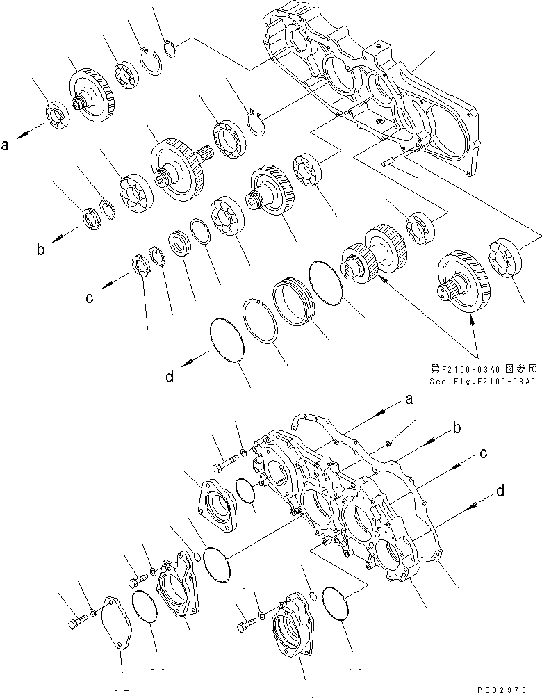 Схема запчастей Komatsu D85C-21-A - МЕХ-М ОТБОРА МОЩНОСТИ (/) СИЛОВАЯ ПЕРЕДАЧА И КОНЕЧНАЯ ПЕРЕДАЧА