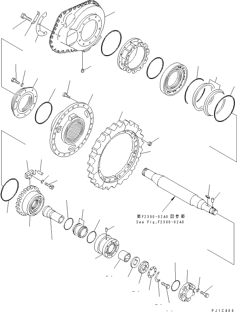 Схема запчастей Komatsu D85C-21-A - КОНЕЧНАЯ ПЕРЕДАЧА (ЗВЕЗДОЧКА И КОРПУС) СИЛОВАЯ ПЕРЕДАЧА И КОНЕЧНАЯ ПЕРЕДАЧА