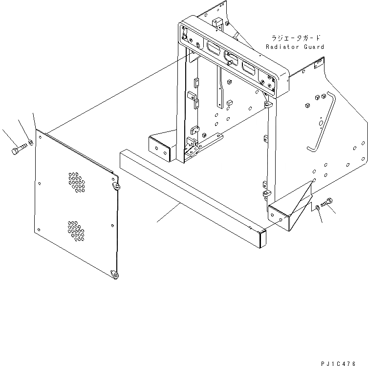 Схема запчастей Komatsu D85C-21-A - ЗАСЛОНКА РАДИАТОРА ЧАСТИ КОРПУСА
