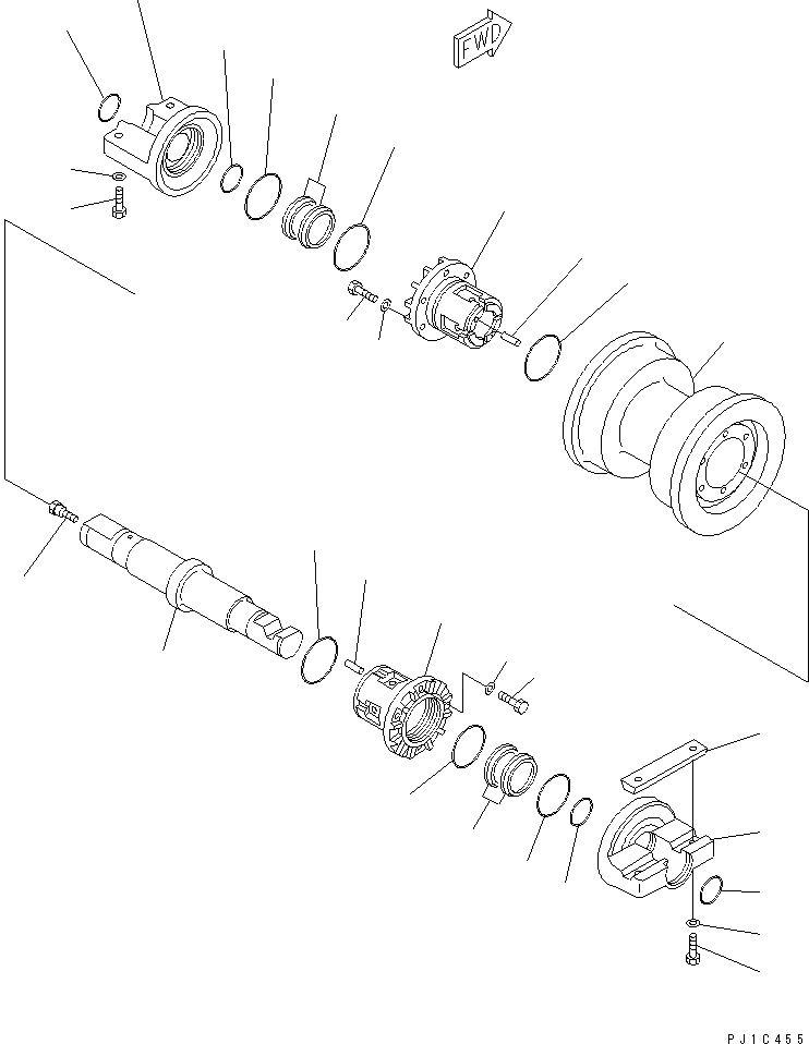 Схема запчастей Komatsu D85C-21-A - ОПОРНЫЙ КАТОК (ОДНОБОРТН.) ГУСЕНИЦЫ