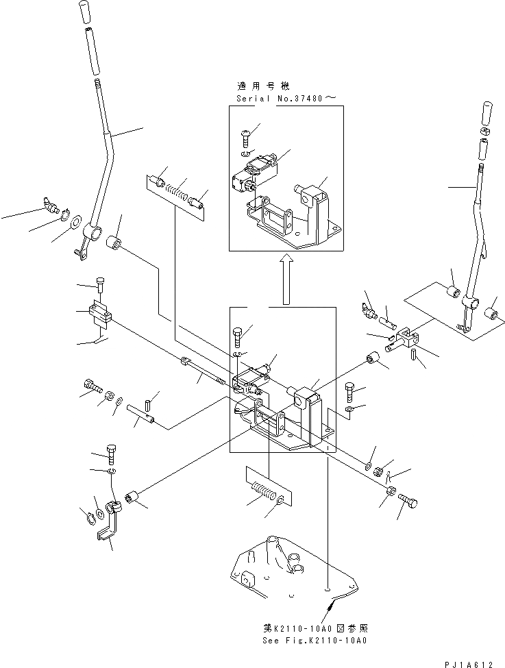Схема запчастей Komatsu D85C-21 - КРЮК И HI-НИЗ. РЫЧАГ МЕХАНИЗМ КАБИНА ОПЕРАТОРА И СИСТЕМА УПРАВЛЕНИЯ