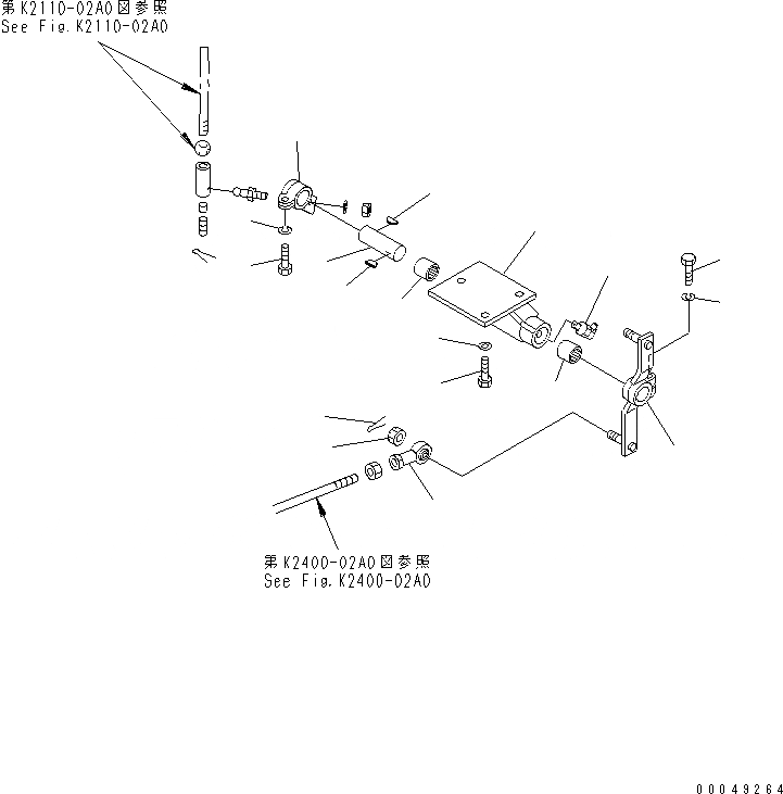 Схема запчастей Komatsu D85C-21 - РЫЧАГ ПОДАЧИ ТОПЛИВА(№78-) КАБИНА ОПЕРАТОРА И СИСТЕМА УПРАВЛЕНИЯ
