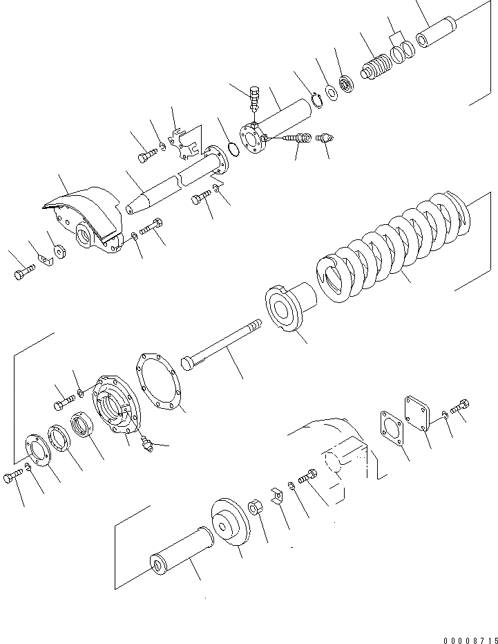 Схема запчастей Komatsu D85E-21 - ПРУЖИНА (D8A) (TОБОД КОЛЕСАMING ДЛЯ CHINA) (ЛЕВ.)(№77-) ГУСЕНИЦЫ