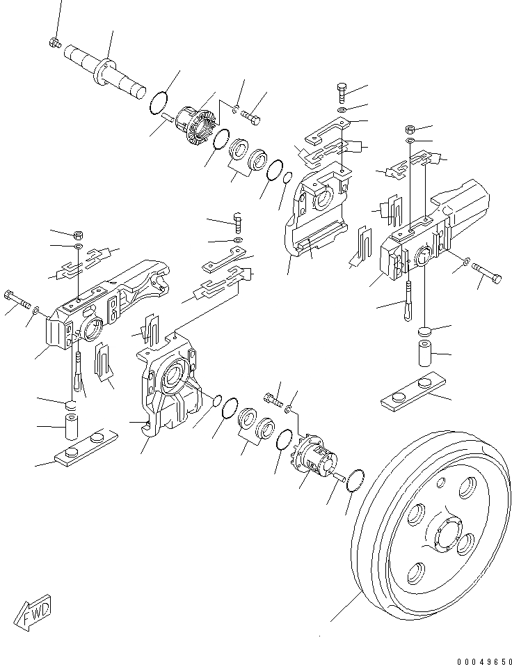 Схема запчастей Komatsu D85E-21 - ПЕРЕДН. ЛЕНИВЕЦ (ПРАВ.)(№78-) ГУСЕНИЦЫ