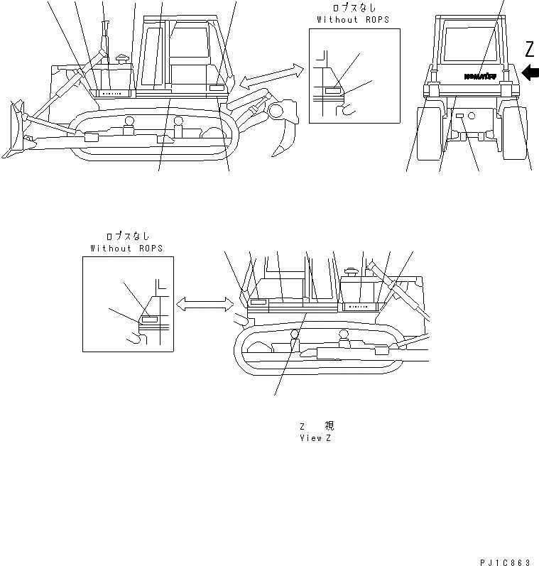 Схема запчастей Komatsu D85E-21 - MARKS И STRIPES (D8E)(№77-) МАРКИРОВКА