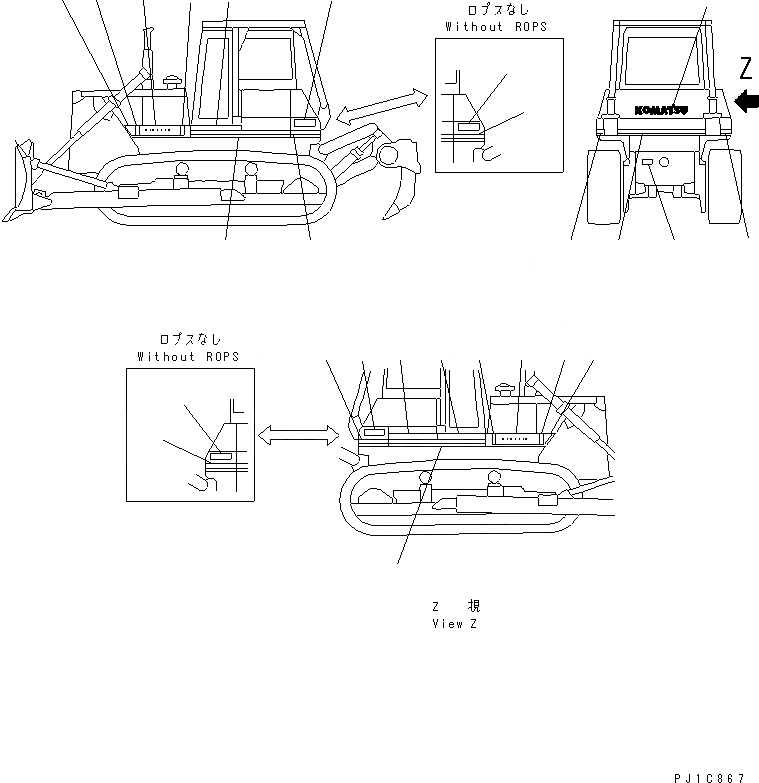 Схема запчастей Komatsu D85E-21 - MARKS И STRIPES (АНГЛ.) (ДЛЯ США И PUERTO RICO) (D8E)(№77-) МАРКИРОВКА