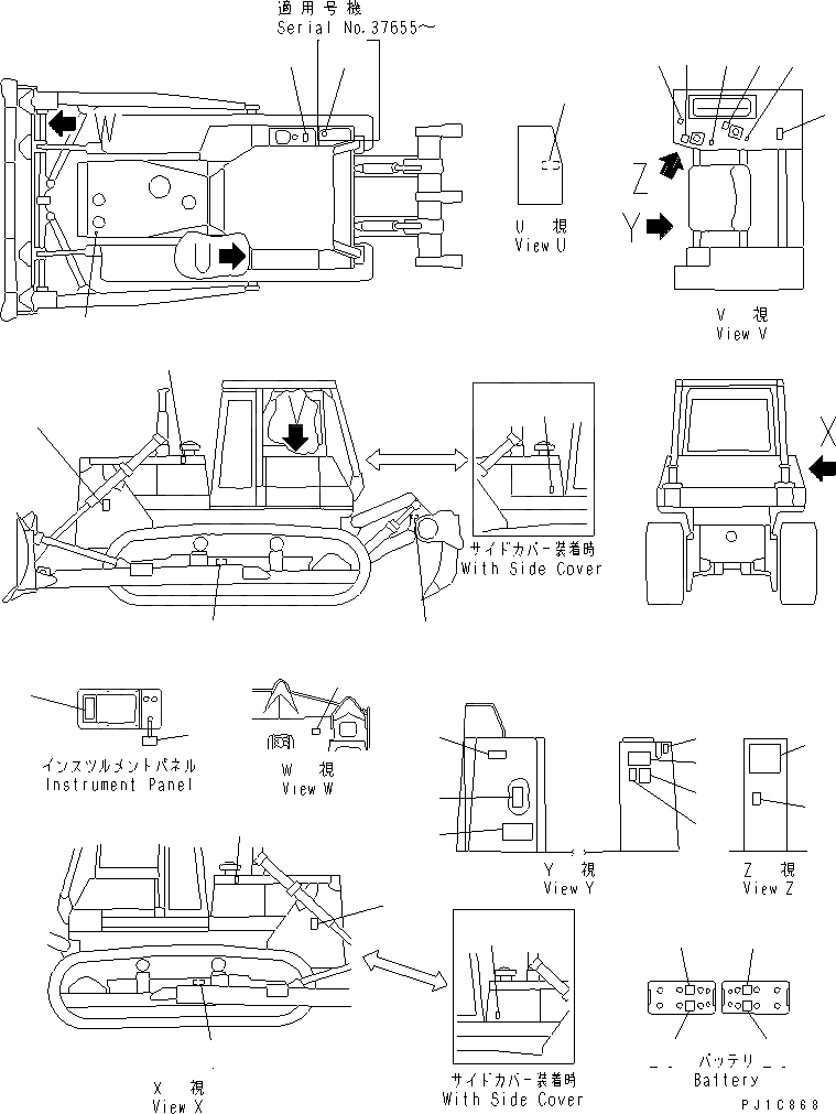 Схема запчастей Komatsu D85E-21 - МАРКИРОВКА (АНГЛ.) (ДЛЯ США И PUERTO RICO) (D8E)(№7-) МАРКИРОВКА