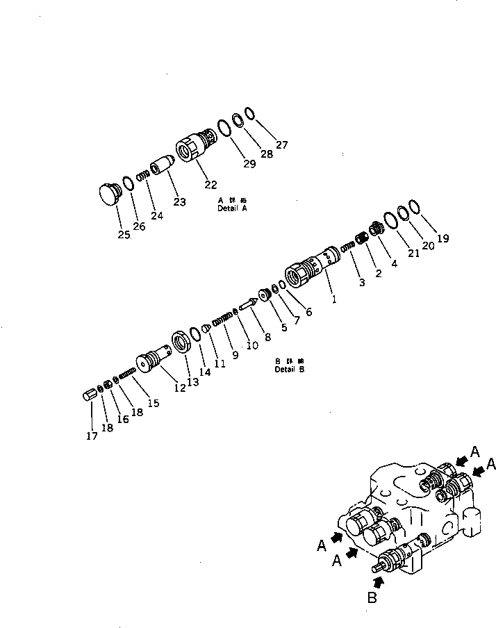 Схема запчастей Komatsu D85E-21 - СКРЕППЕР УПРАВЛЯЮЩ. КЛАПАН (/) ОСНОВН. КОМПОНЕНТЫ И РЕМКОМПЛЕКТЫ