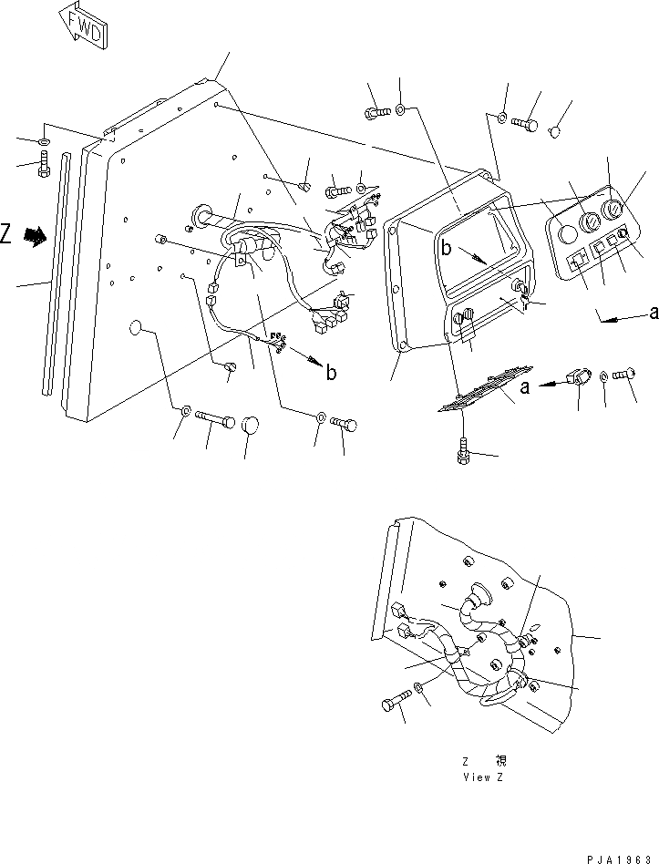 Схема запчастей Komatsu D85E-SS-2A - DASH BORD (БЕЗ КАБИНЫ) (С ИЗМЕРИТ. ПРИБОР)(№-) КАБИНА ОПЕРАТОРА И СИСТЕМА УПРАВЛЕНИЯ