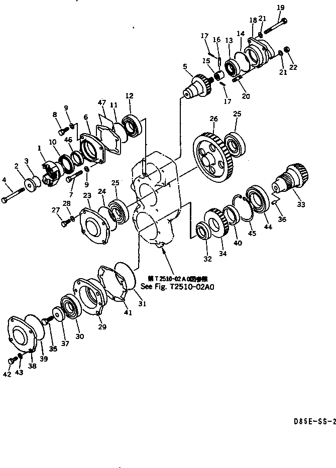 Схема запчастей Komatsu D85E-SS-2A - ТЯГОВ. ЛЕБЕДКА (ПЕРЕДАЧА)(№-) РАБОЧЕЕ ОБОРУДОВАНИЕ