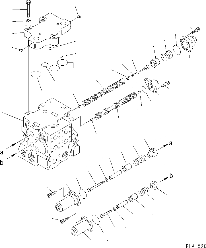 Схема запчастей Komatsu D85E-SS-2A - КОНТРОЛЬНЫЙ КЛАПАН (2-Х СЕЦИОНН.) (/)(№-) ОСНОВН. КОМПОНЕНТЫ И РЕМКОМПЛЕКТЫ