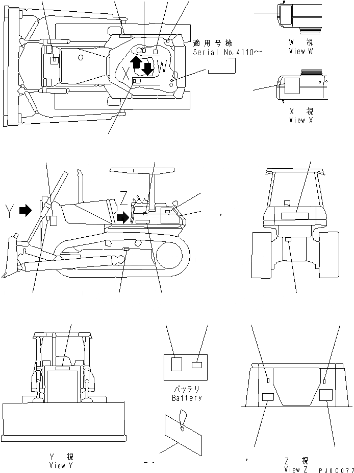 Схема запчастей Komatsu D85E-SS-2A-E - МАРКИРОВКА (АНГЛ.) (СЕВ. АМЕРИКА) (EXCEPT U.S.A.)(№-) МАРКИРОВКА