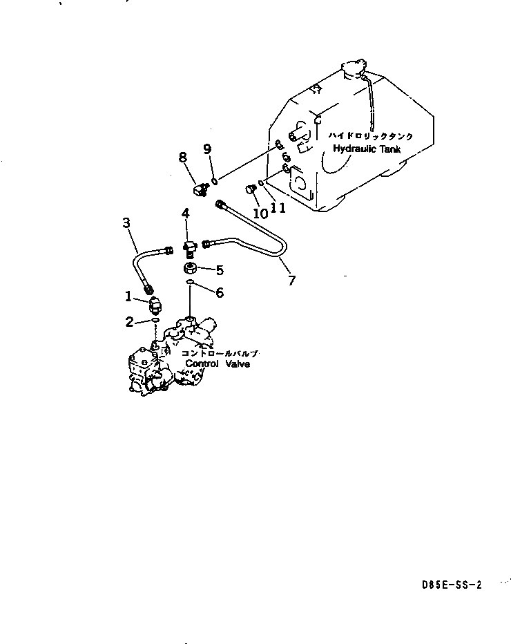Схема запчастей Komatsu D85E-SS-2 - ГИДР. НАСОС. ЛИНИЯ (ДРЕНАЖН. БАК)(№-) ГИДРАВЛИКА