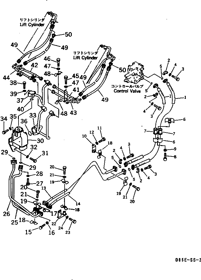 Схема запчастей Komatsu D85E-SS-2 - ЛИНИЯ ГИДРОЦИЛИНДРА ПОДЪЕМА(№-) ГИДРАВЛИКА