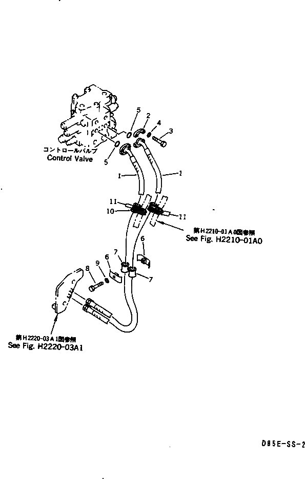 Схема запчастей Komatsu D85E-SS-2 - ЛИНИЯ ПЕРЕКОСА (КЛАПАН ПЕРЕКОСА)(№-) ГИДРАВЛИКА