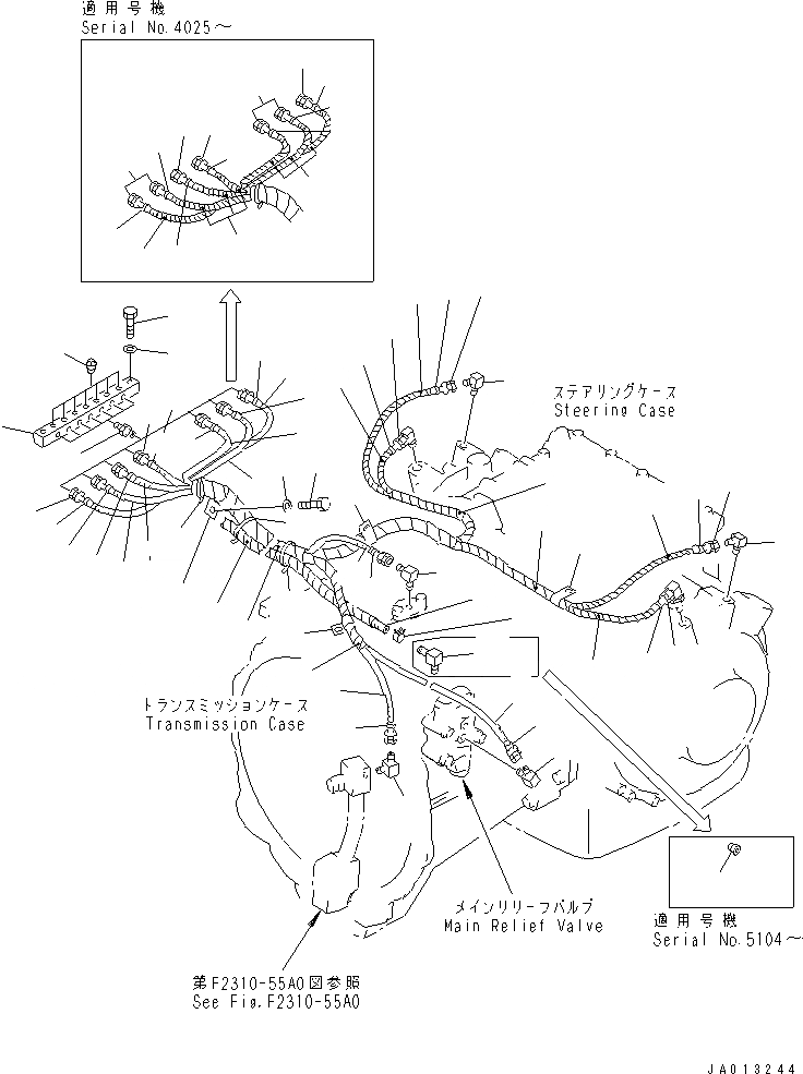 Схема запчастей Komatsu D85ESS-2A - СИЛОВАЯ ЛИНИЯ (КОНЦЕНТР. ТРУБЫ)(№-) СИЛОВАЯ ПЕРЕДАЧА И КОНЕЧНАЯ ПЕРЕДАЧА